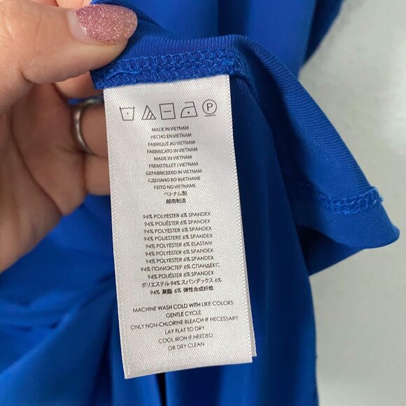 MICHAEL Michael Kors Blue Asymmetrical Dress Womens XS Grecian Flattering Slinky - Picture 4 of 9